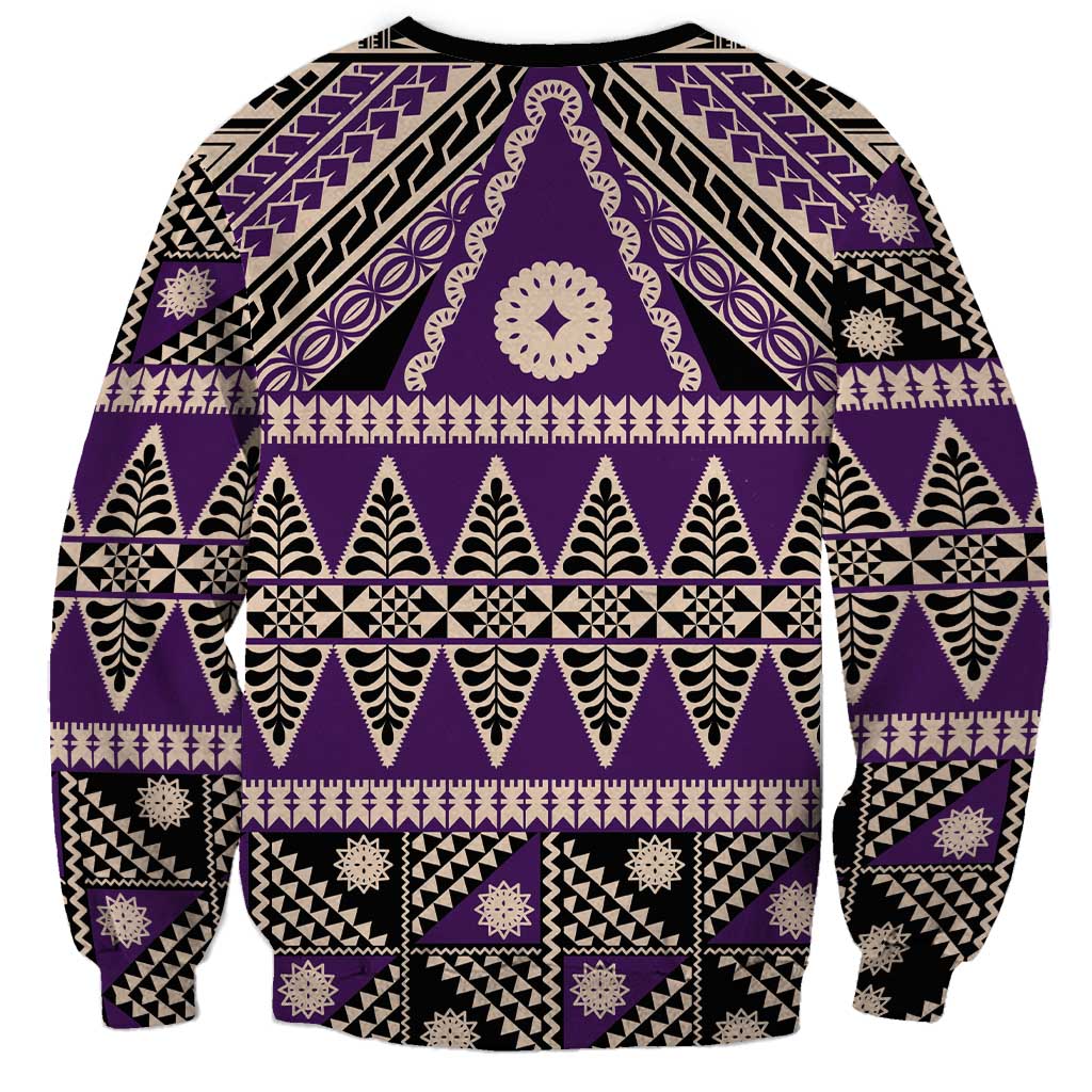 Vintage Bula Fiji Sweatshirt Purple Tapa Masi Motif LT9 - Polynesian Pride