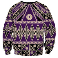 Vintage Bula Fiji Sweatshirt Purple Tapa Masi Motif LT9 - Polynesian Pride