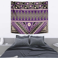 Vintage Bula Fiji Tapestry Purple Tapa Masi Motif LT9 - Polynesian Pride