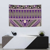 Vintage Bula Fiji Tapestry Purple Tapa Masi Motif LT9 - Polynesian Pride