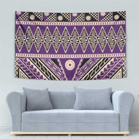 Vintage Bula Fiji Tapestry Purple Tapa Masi Motif LT9 - Polynesian Pride