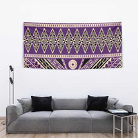 Vintage Bula Fiji Tapestry Purple Tapa Masi Motif LT9 - Polynesian Pride