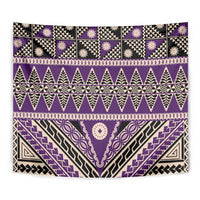 Vintage Bula Fiji Tapestry Purple Tapa Masi Motif LT9 - Polynesian Pride