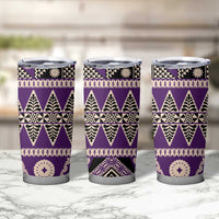 Vintage Bula Fiji Tumbler Cup Purple Tapa Masi Motif