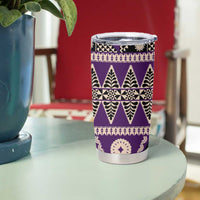 Vintage Bula Fiji Tumbler Cup Purple Tapa Masi Motif
