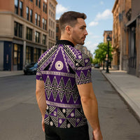 Vintage Bula Fiji Zipper Polo Shirt Purple Tapa Masi Motif LT9 - Polynesian Pride