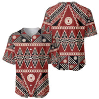 Vintage Bula Fiji Baseball Jersey Red Tapa Masi Motif LT9 - Polynesian Pride
