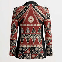 Vintage Bula Fiji Blazer Red Tapa Masi Motif - Polynesian Pride