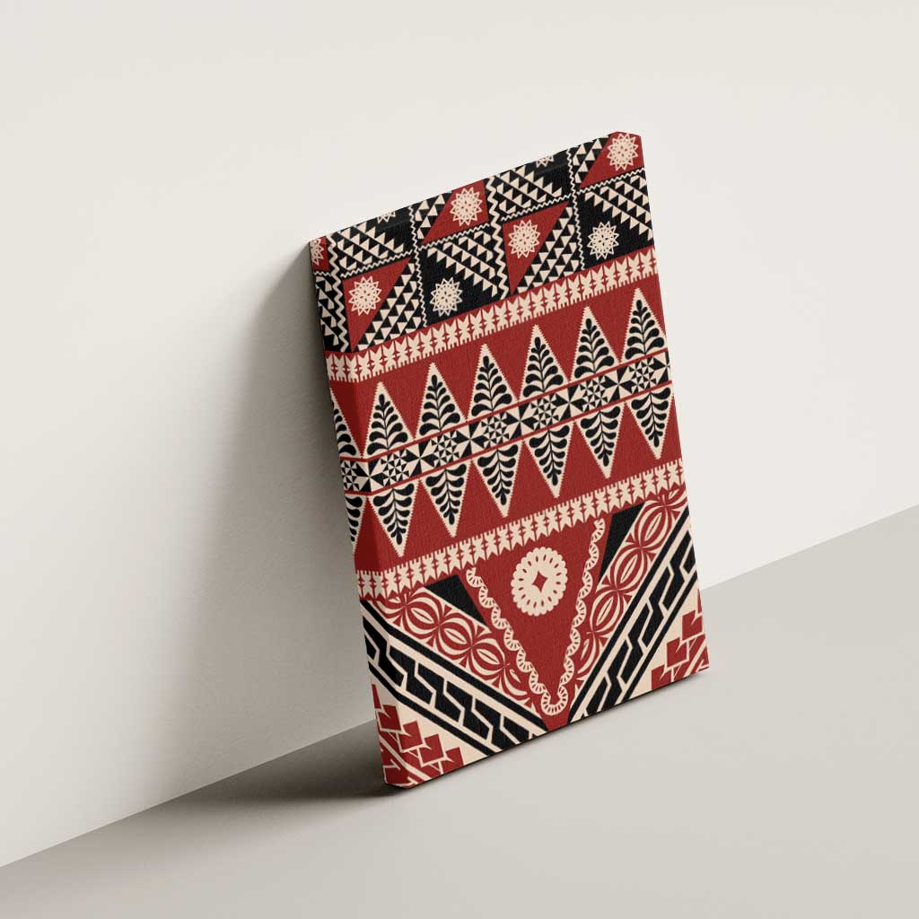 Vintage Bula Fiji Canvas Wall Art Red Tapa Masi Motif