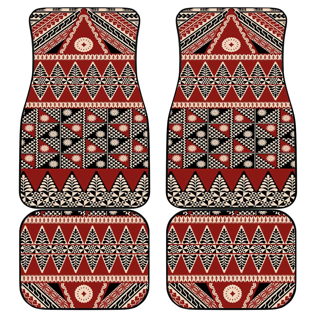 Vintage Bula Fiji Car Mats Red Tapa Masi Motif
