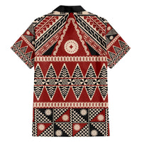 Vintage Bula Fiji Family Matching Long Sleeve Bodycon Dress and Hawaiian Shirt Red Tapa Masi Motif