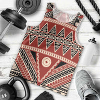 Vintage Bula Fiji Men Tank Top Red Tapa Masi Motif