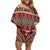 Vintage Bula Fiji Off Shoulder Short Dress Red Tapa Masi Motif