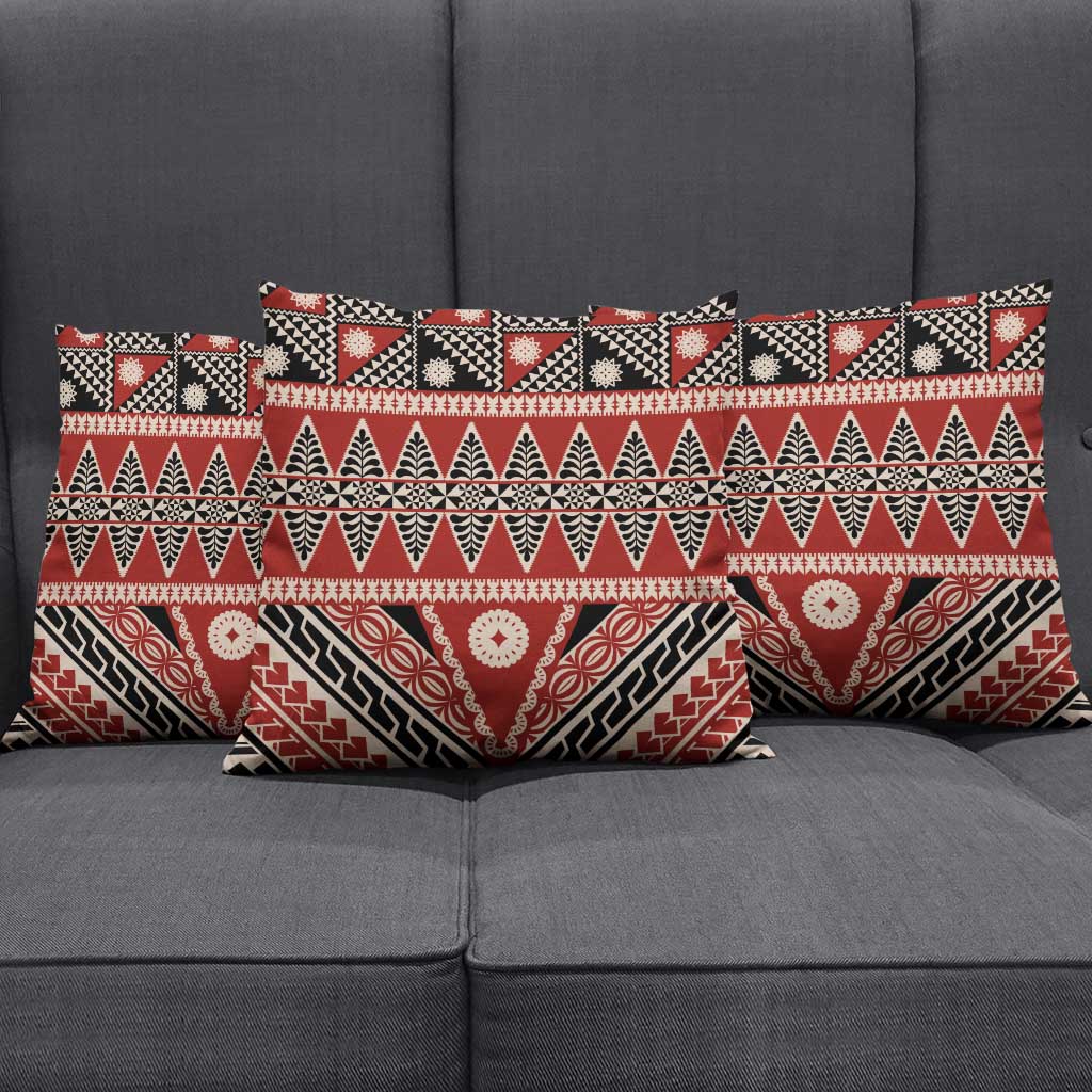 Vintage Bula Fiji Pillow Cover Red Tapa Masi Motif - Polynesian Pride