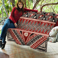 Vintage Bula Fiji Quilt Red Tapa Masi Motif