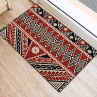 Vintage Bula Fiji Rubber Doormat Red Tapa Masi Motif LT9 - Polynesian Pride