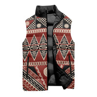 Vintage Bula Fiji Sleeveless Puffer Jacket Red Tapa Masi Motif LT9 - Polynesian Pride