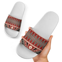 Vintage Bula Fiji Slide Sandals Red Tapa Masi Motif - Polynesian Pride