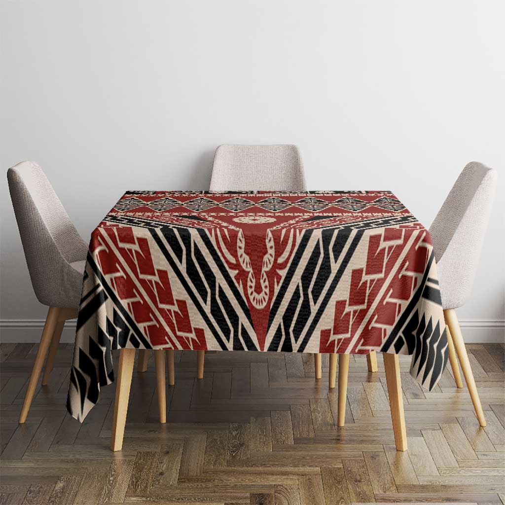 Vintage Bula Fiji Tablecloth Red Tapa Masi Motif