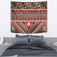 Vintage Bula Fiji Tapestry Red Tapa Masi Motif LT9 - Polynesian Pride