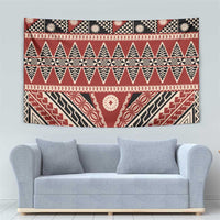 Vintage Bula Fiji Tapestry Red Tapa Masi Motif LT9 - Polynesian Pride