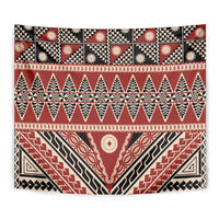 Vintage Bula Fiji Tapestry Red Tapa Masi Motif LT9 - Polynesian Pride