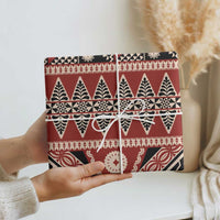 Vintage Bula Fiji Wrapping Paper Red Tapa Masi Motif - Polynesian Pride