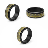 Vintage Bula Fiji Spinner Ring Yellow Tapa Motif Fiji Masi Tribal - Polynesian Pride