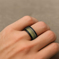 Vintage Bula Fiji Spinner Ring Yellow Tapa Motif Fiji Masi Tribal - Polynesian Pride