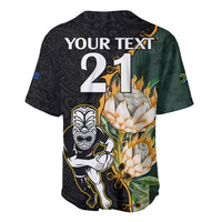 Custom South Africa Protea and New Zealand Baseball Jersey Go All Black-Springboks Rugby with Kente And Maori LT9 - Polynesian Pride