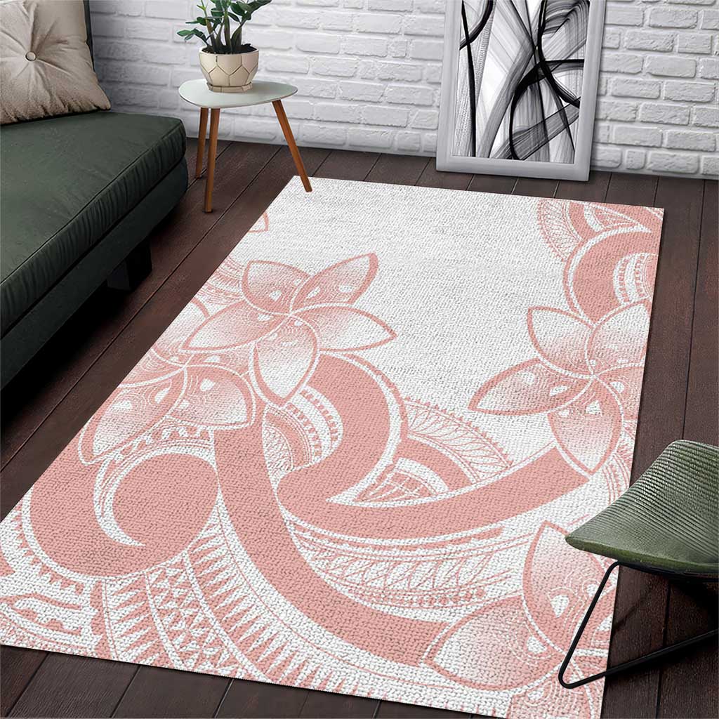 Polynesian Tribal Plumeria Lotu Tamaiti Area Rug Pastel Blush - Polynesian Pride