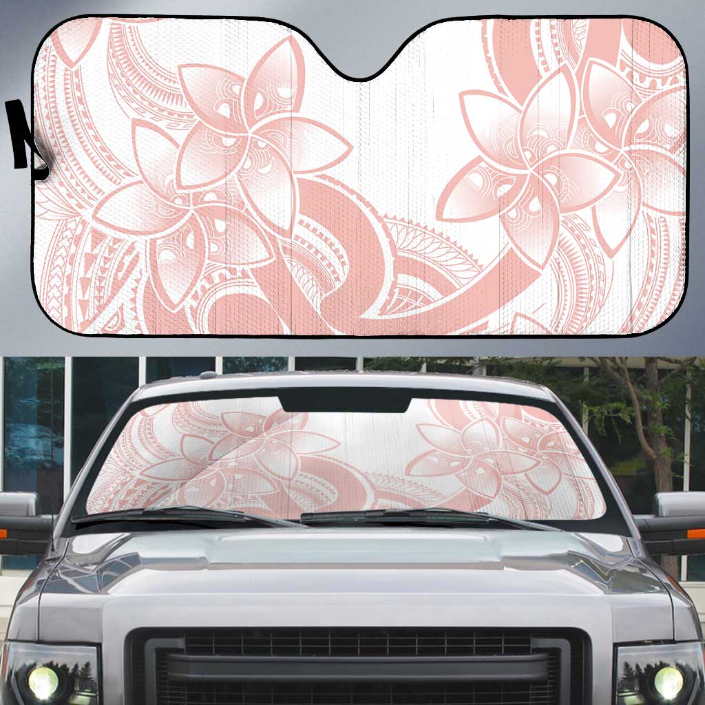 Polynesian Tribal Plumeria Lotu Tamaiti Auto Sun Shade Pastel Blush - Polynesian Pride