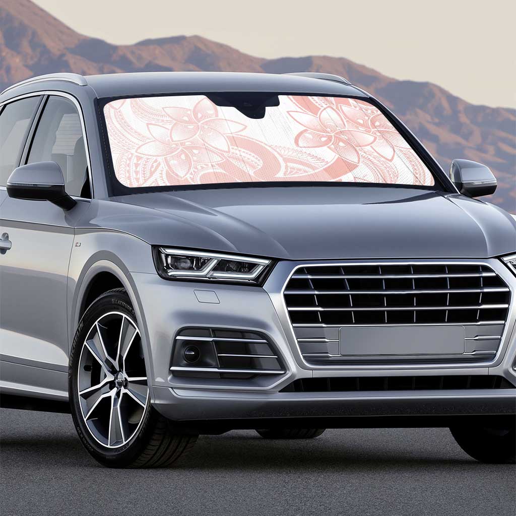 Polynesian Tribal Plumeria Lotu Tamaiti Auto Sun Shade Pastel Blush - Polynesian Pride