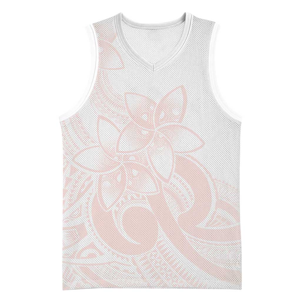 Polynesian Tribal Plumeria Lotu Tamaiti Basketball Jersey Pastel Blush - Polynesian Pride