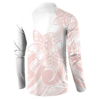Polynesian Tribal Plumeria Lotu Tamaiti Button Sweatshirt Pastel Blush - Polynesian Pride