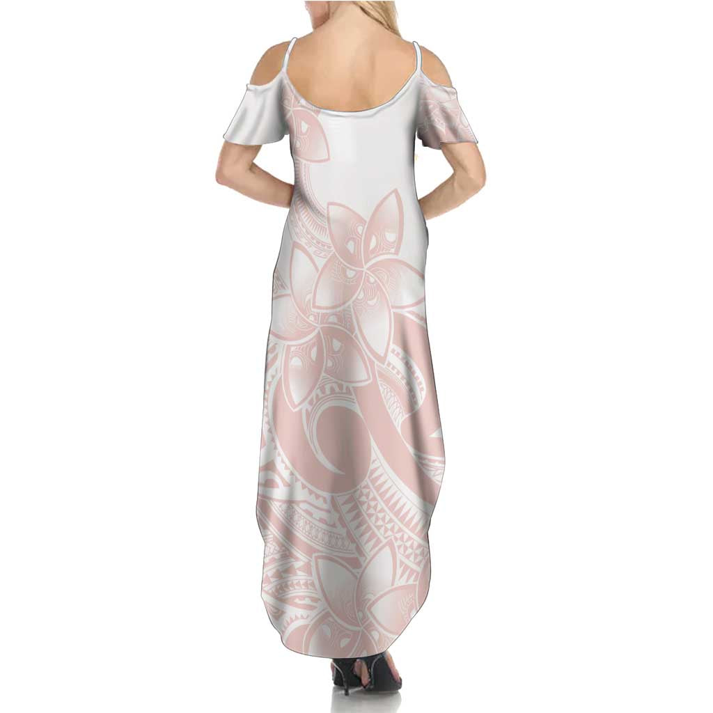 Polynesian Tribal Plumeria Lotu Tamaiti Family Matching Summer Maxi Dress and Hawaiian Shirt Pastel Blush - Polynesian Pride
