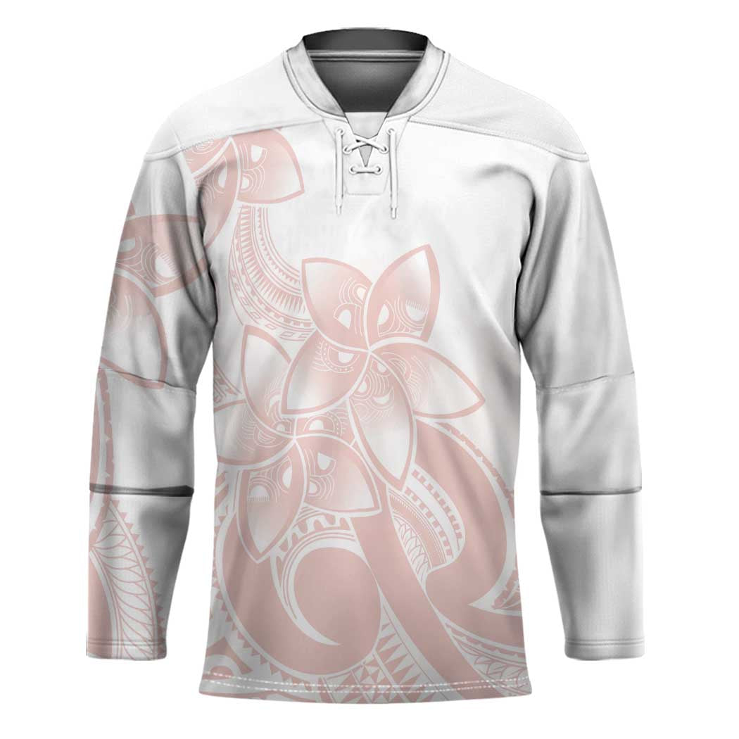 Polynesian Tribal Plumeria Lotu Tamaiti Hockey Jersey Pastel Blush - Polynesian Pride