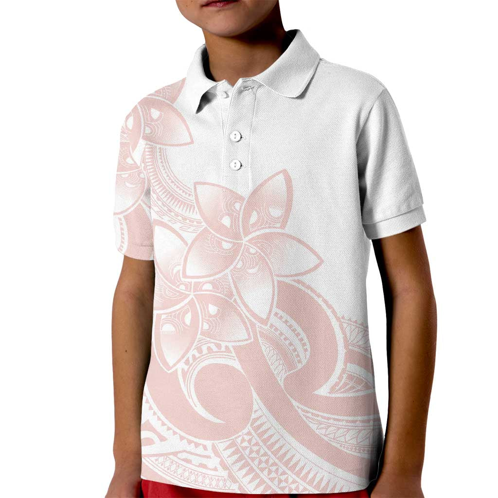 Polynesian Tribal Plumeria Lotu Tamaiti Kid Polo Shirt Pastel Blush - Polynesian Pride