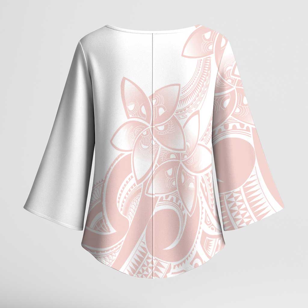 Polynesian Tribal Plumeria Lotu Tamaiti Kimono Sleeve Blouse Pastel Blush - Polynesian Pride
