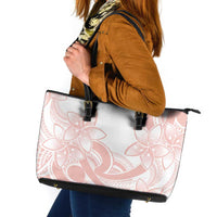 Polynesian Tribal Plumeria Lotu Tamaiti Leather Tote Bag Pastel Blush - Polynesian Pride