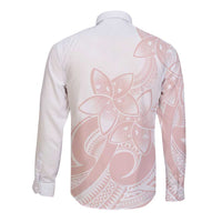 Polynesian Tribal Plumeria Lotu Tamaiti Long Sleeve Button Shirt Pastel Blush - Polynesian Pride