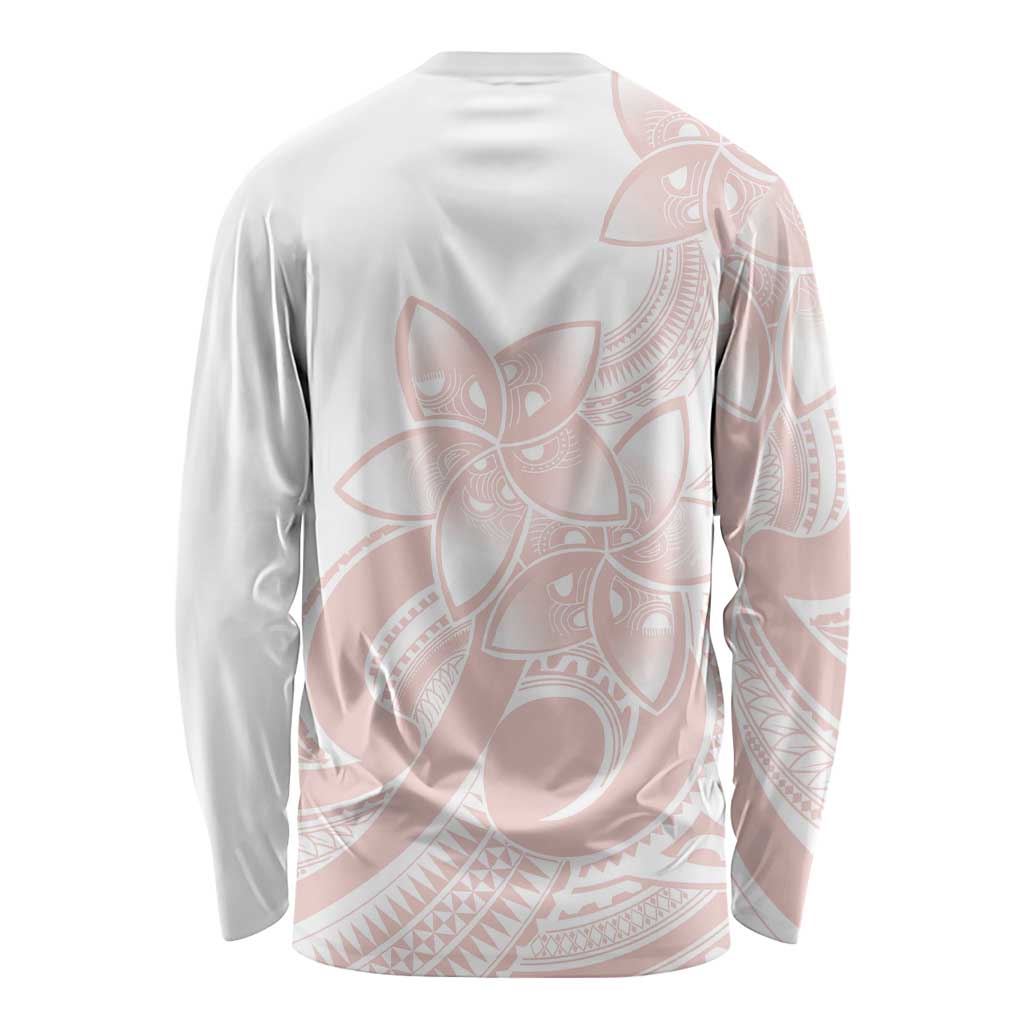 Polynesian Tribal Plumeria Lotu Tamaiti Long Sleeve Shirt Pastel Blush - Polynesian Pride