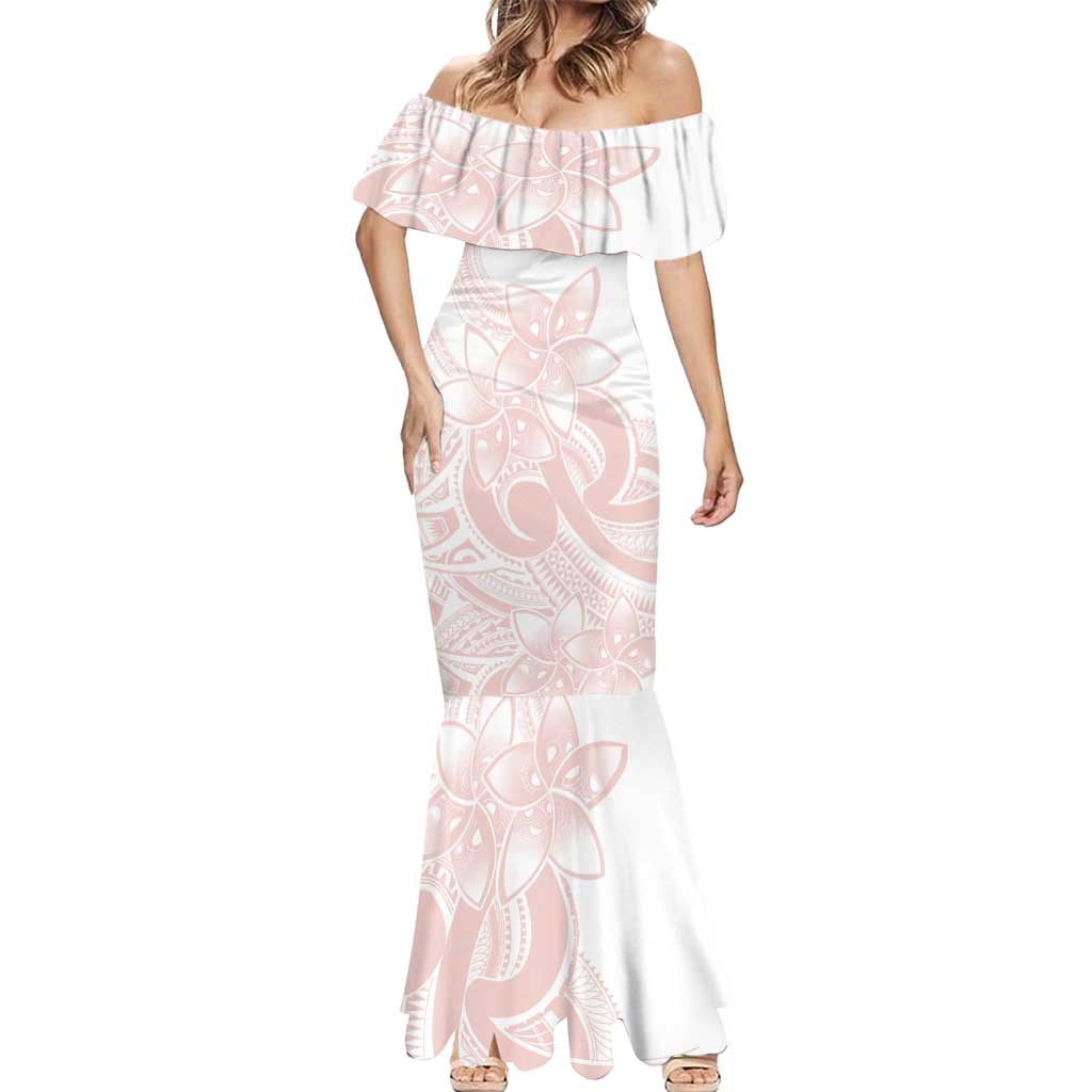 Polynesian Tribal Plumeria Lotu Tamaiti Mermaid Dress Pastel Blush - Polynesian Pride