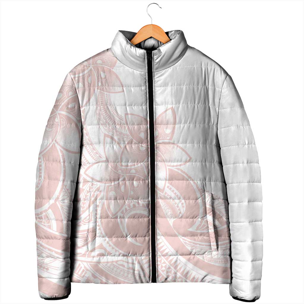 Polynesian Tribal Plumeria Lotu Tamaiti Padded Jacket Pastel Blush - Polynesian Pride