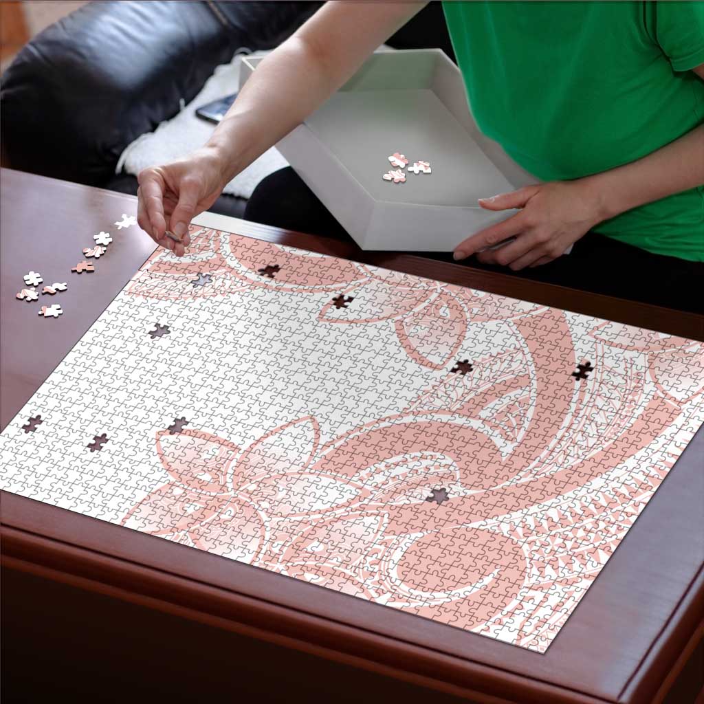 Polynesian Tribal Plumeria Lotu Tamaiti Puzzle Pastel Blush - Polynesian Pride