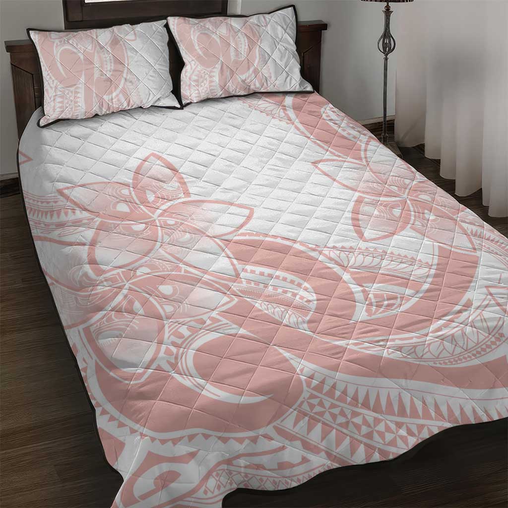 Polynesian Tribal Plumeria Lotu Tamaiti Quilt Bed Set Pastel Blush - Polynesian Pride