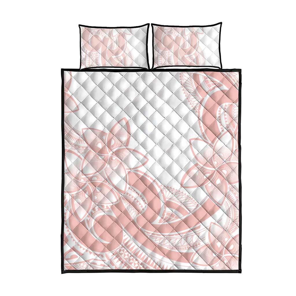 Polynesian Tribal Plumeria Lotu Tamaiti Quilt Bed Set Pastel Blush - Polynesian Pride