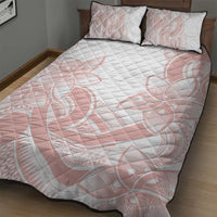 Polynesian Tribal Plumeria Lotu Tamaiti Quilt Bed Set Pastel Blush - Polynesian Pride