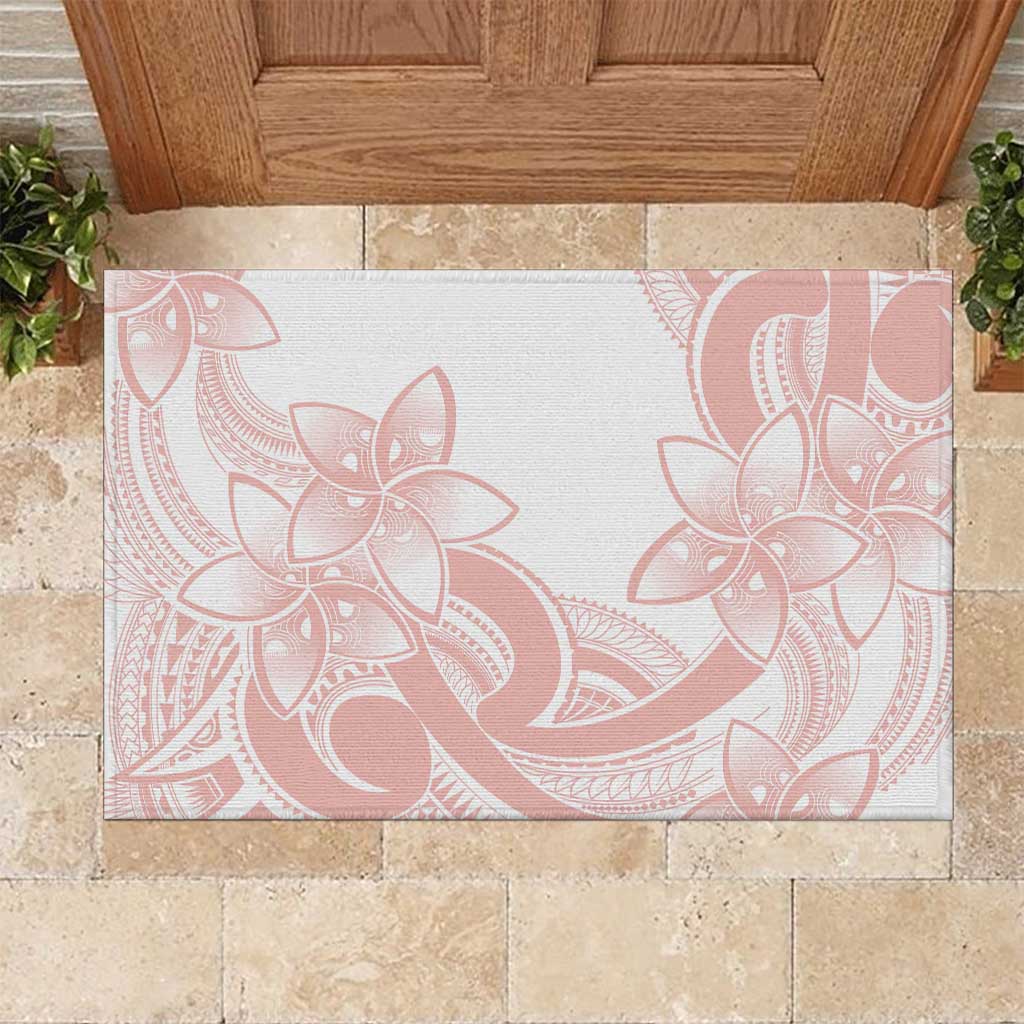 Polynesian Tribal Plumeria Lotu Tamaiti Rubber Doormat Pastel Blush - Polynesian Pride