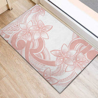 Polynesian Tribal Plumeria Lotu Tamaiti Rubber Doormat Pastel Blush - Polynesian Pride